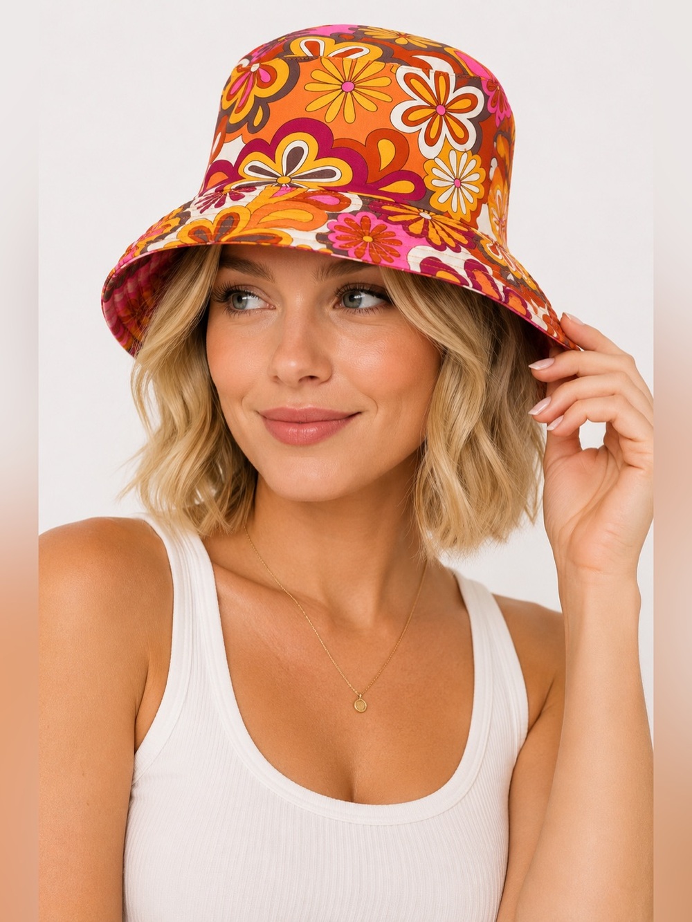 Retro Floral Reversible Bucket Hat | Lightweight Spring/Summer Sun Hat